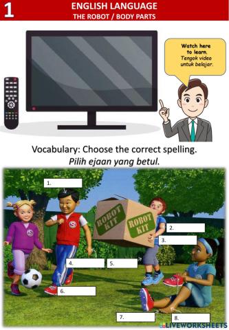 The robot-Parts of body- I can- I can't