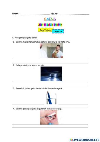 Sains Tahun 4 Unit 5: Sifat Cahaya