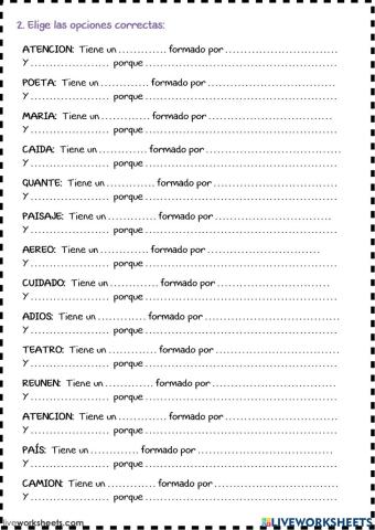 Division de silabas (diptongos e hiatos)