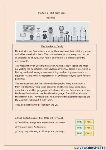 Starters 3 midterm test reading