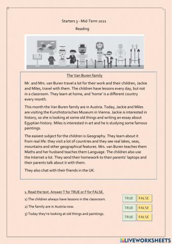 Starters 3 midterm test reading