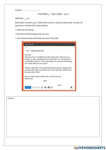 Starters 3 Midterm WRITING