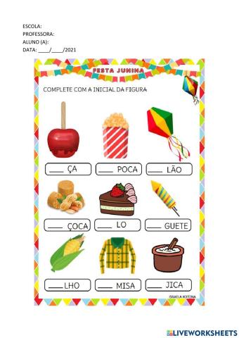 Sílabas iniciais e caça palavras