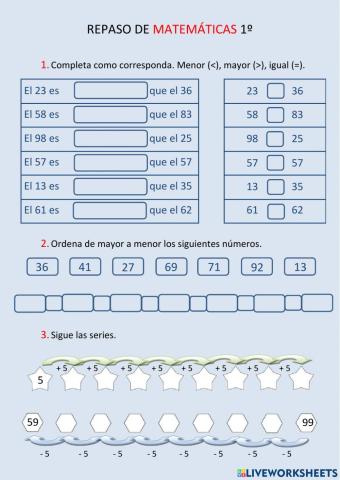 Repaso de matemáticas 1º
