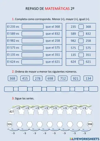 Repaso de matemáticas 2º
