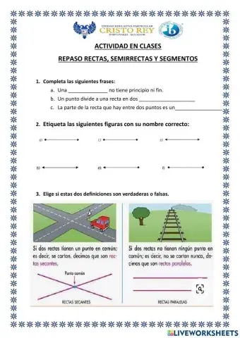 Líneas rectas, semirrectas y segmentos