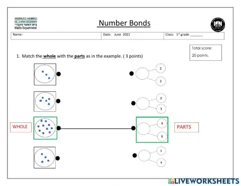 Number bonds up to 20, 1st grade