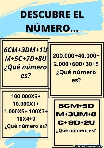 Composición de números de 6 cifras