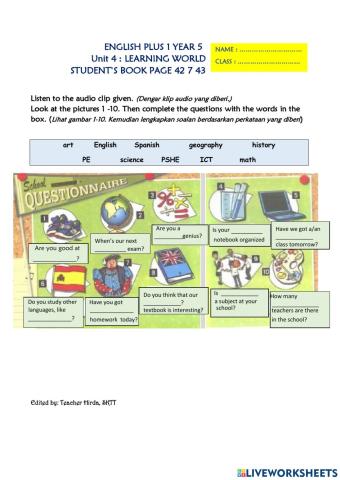 CEFR Year 5 Learning world page 42