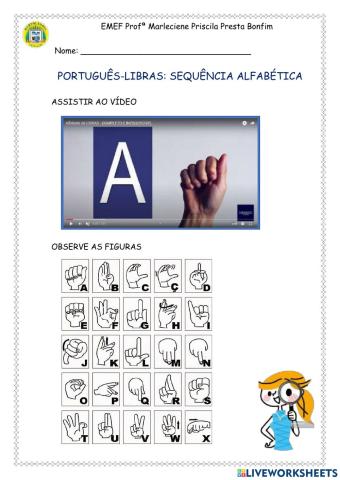 Português-Libras: sequência alfabética