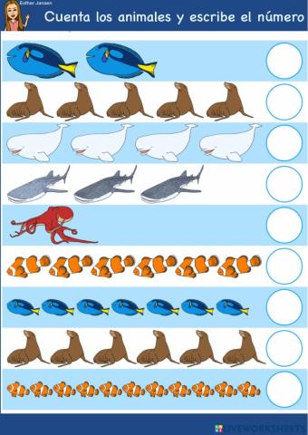 Bajo el mar: cuenta los animales