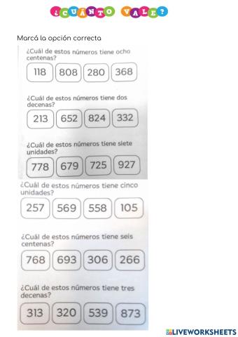 Valor posicional Centena