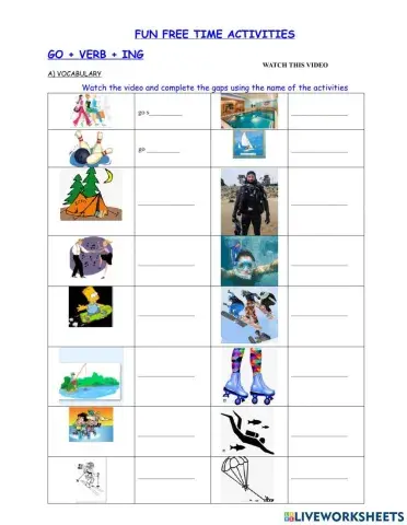 Fun Free Time Activities Go verb ing