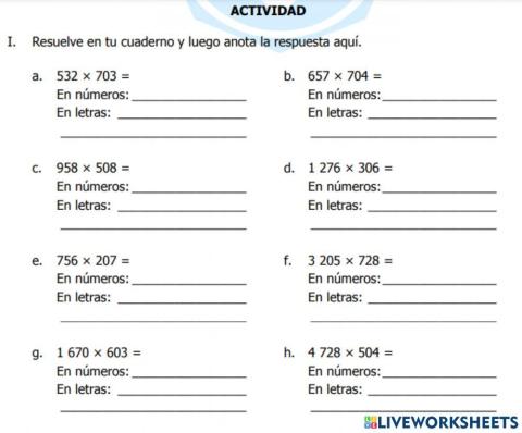 Multiplicacion con numeros de tres cifras