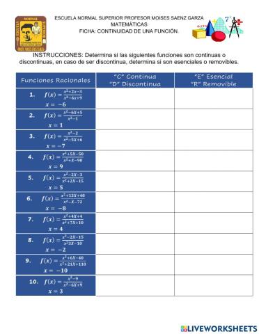 Continuidad de una función