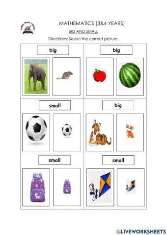 3 & 4 Years: Maths (Big & Small 1)