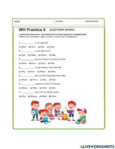 5th grade QUESTIONS WORDS