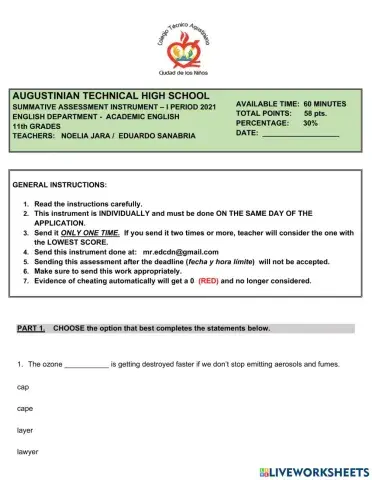 Assessment instrument