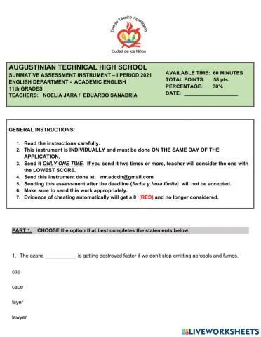 Assessment instrument