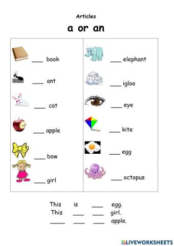Indefinite articles a or an