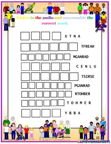Family members vocabulary