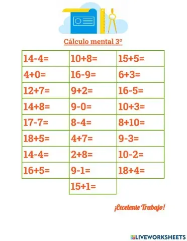 Cálculo mental 3º