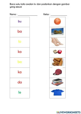 Padankan suku kata awalan KV