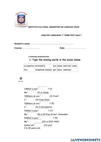 ADULT I First term exam