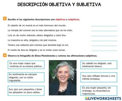 Descripción objetiva y descripción subjetiva