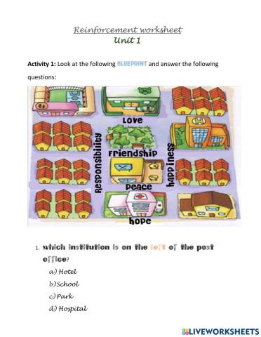 Reinforcement worsheet Second Grade
