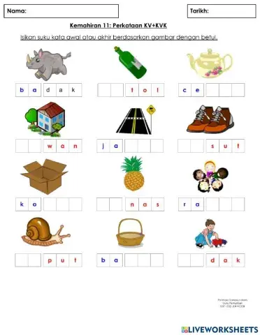 Kemahiran 11: Perkataan KV+KVK