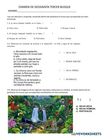 Examen de Geografía