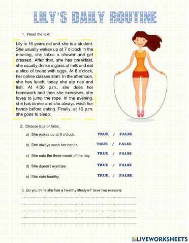 Lily's daily routine