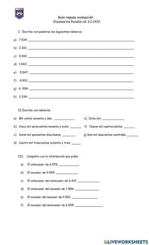 Números hasta el 10.000