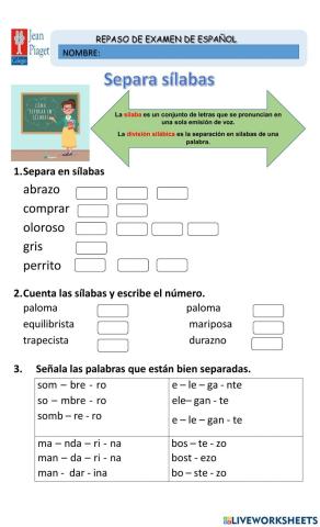Separación de sílabas