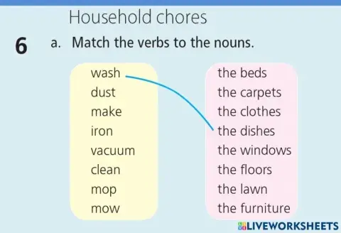 6a  Match the words. Household chores.