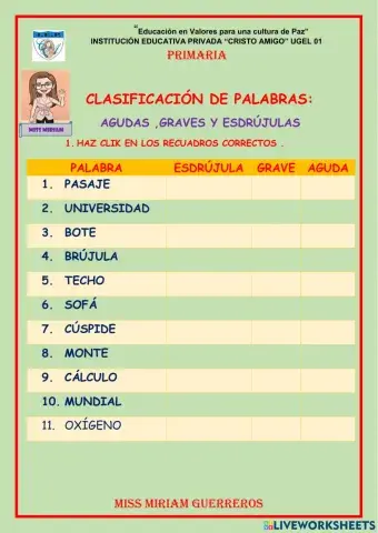 Clasificación de palabras