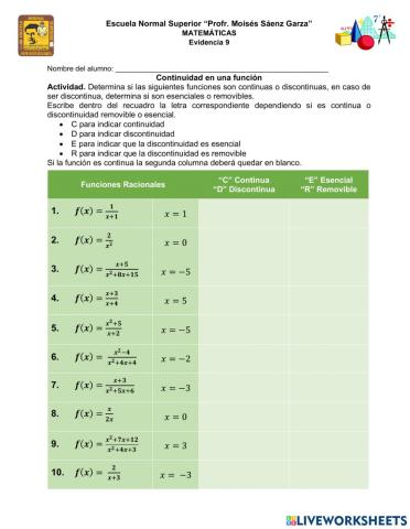 Evidencia 9 Continuidad en una función
