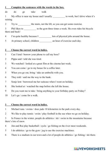 Health Past simple Agree Disagree