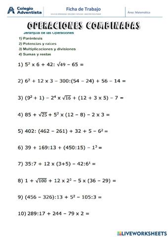 Operaciones combinadas