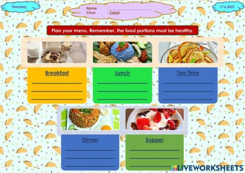 Plan Your Healthy Menu