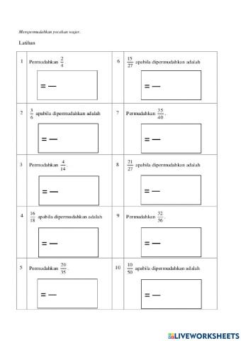 Mempermudahkan Pecahan Wajar