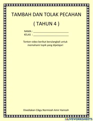 Tambah dan Tolak Pecahan Tahun 4