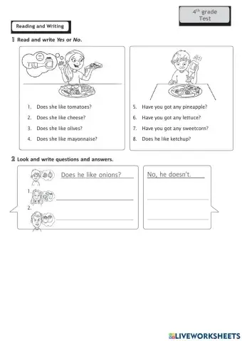 English Assessment 4th grade