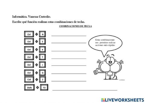 Combinaciones de teclas