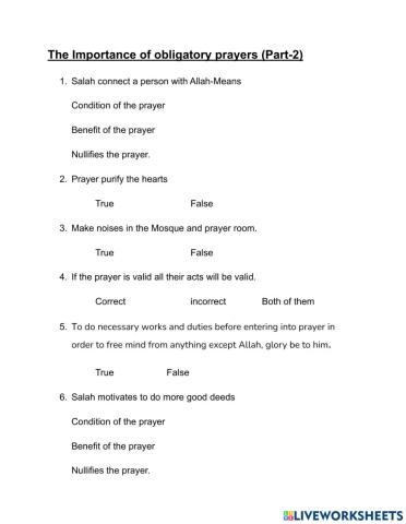 The importance of obligatory prayers