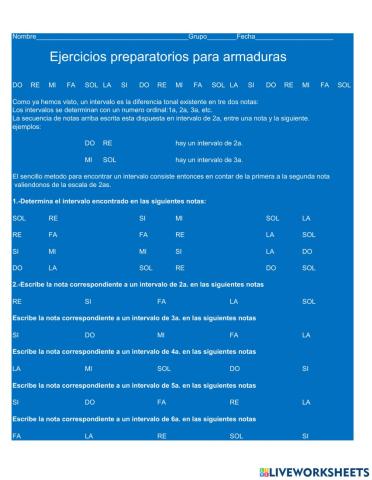 Ejercicios preparatorios para armaduras