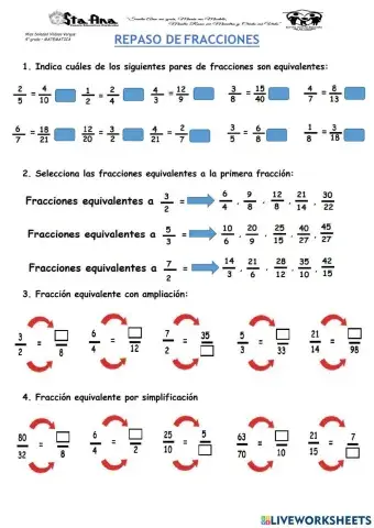Repaso de fracciones equivalentes