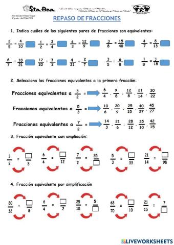 Repaso de fracciones equivalentes
