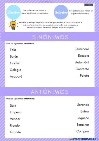Sinónimos y antónimos